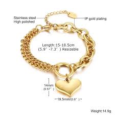 Double Layered Heart Charm Bracelet